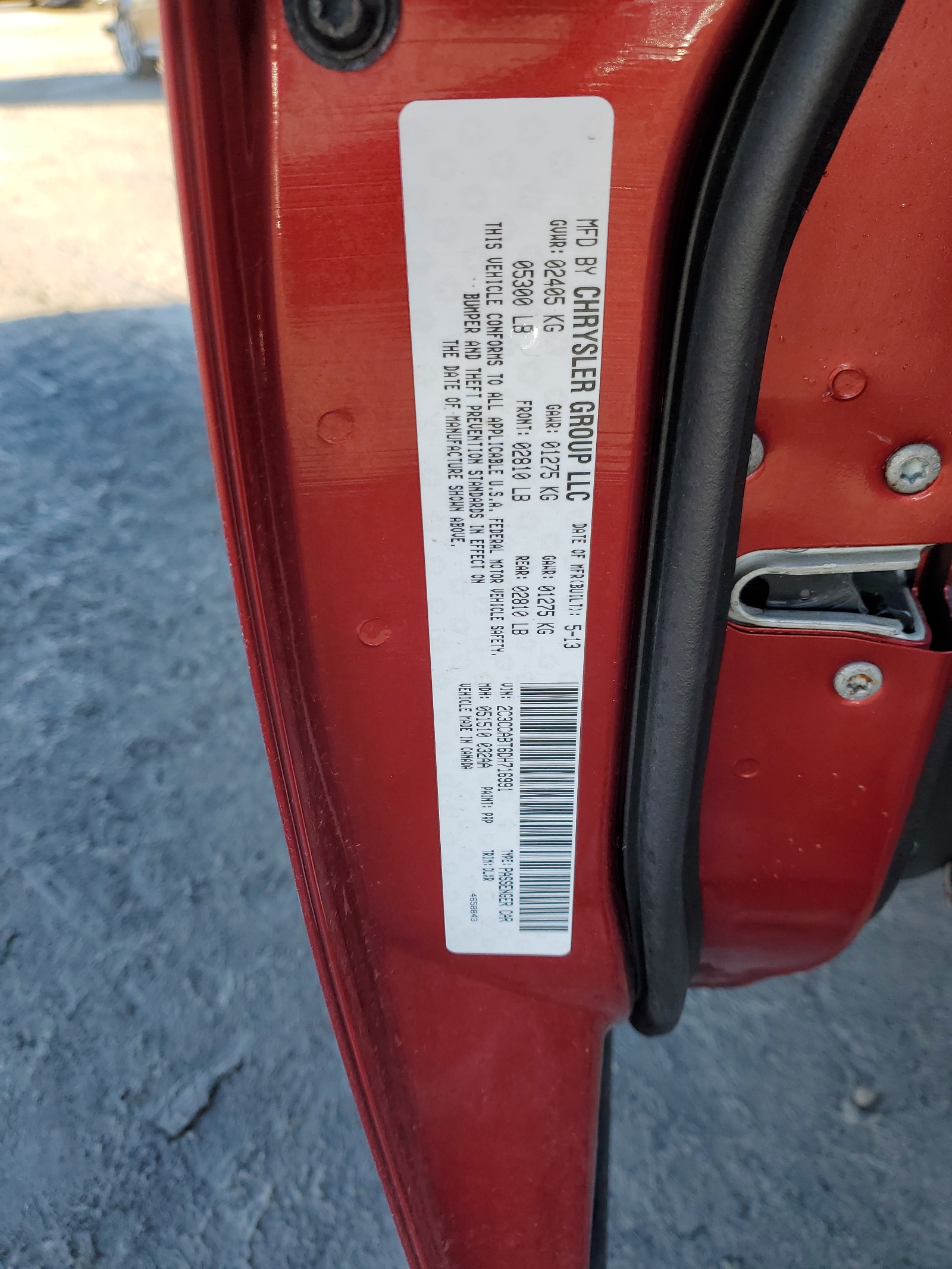 2C3CCABT6DH716991 2013 Chrysler 300 S