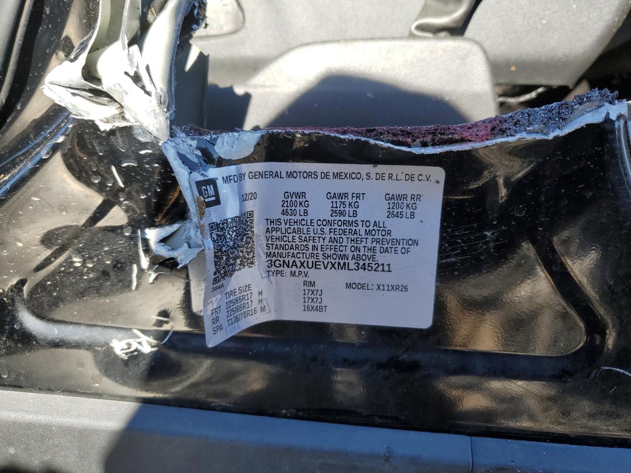 3GNAXUEVXML345211 2021 CHEVROLET EQUINOX - Image 12