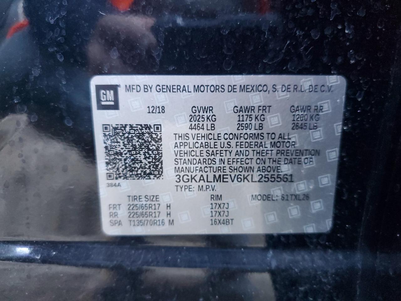 3GKALMEV6KL255561 2019 GMC Terrain Sle