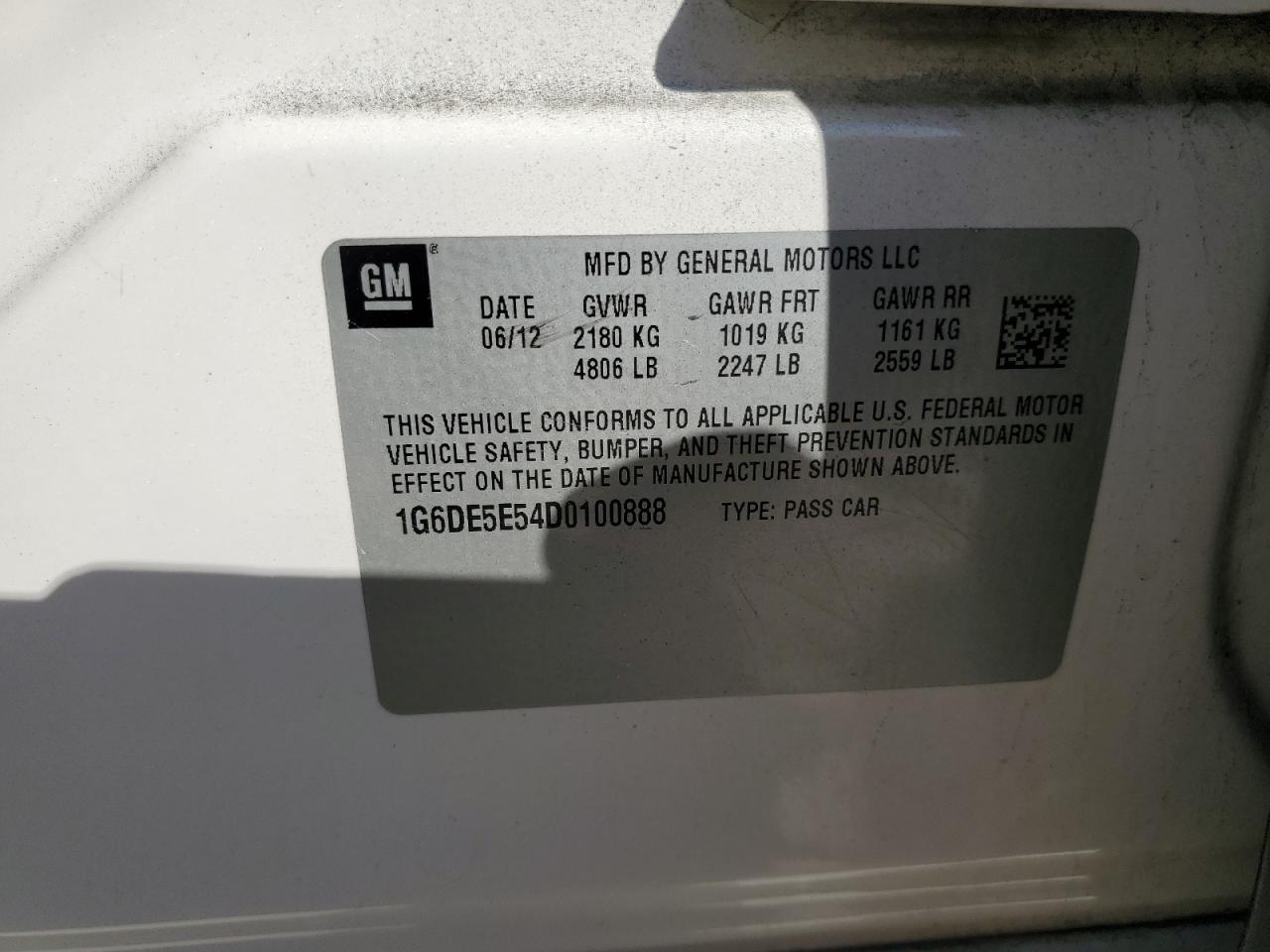 2013 Cadillac Cts Luxury Collection VIN: 1G6DE5E54D0100888 Lot: 44409844