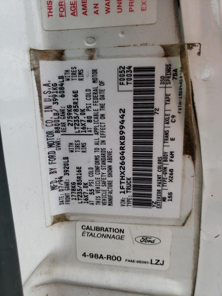 1994 Ford F250 VIN: 1FTHX26G4RKB99442 Lot: 42880054