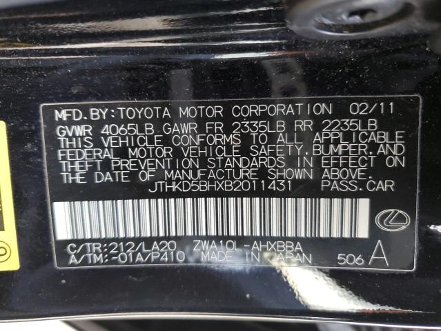 JTHKD5BHXB2011431 | 2011 Lexus ct 200