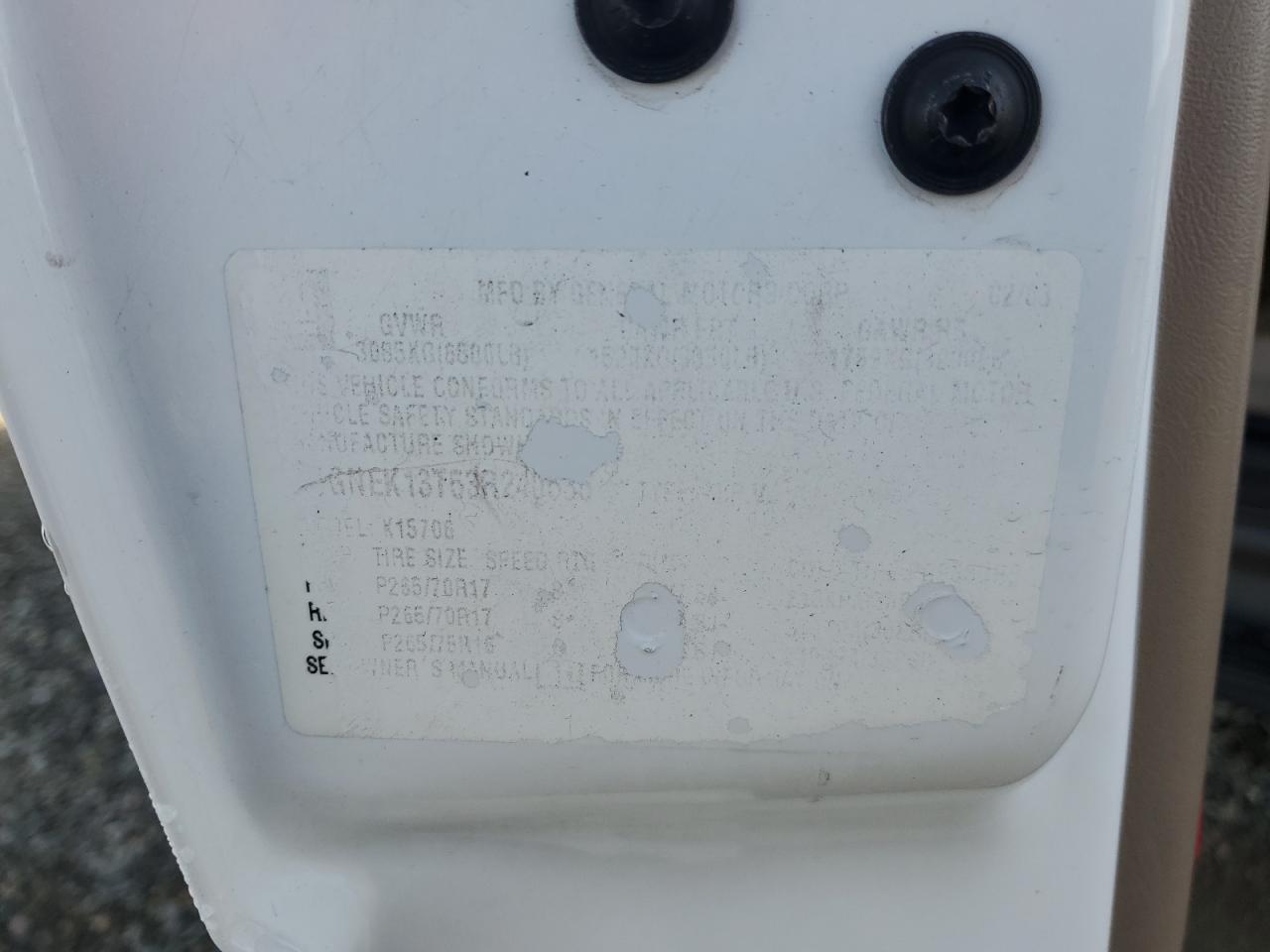 2003 Chevrolet Tahoe K1500 VIN: 1GNEK13T53R240535 Lot: 44040814