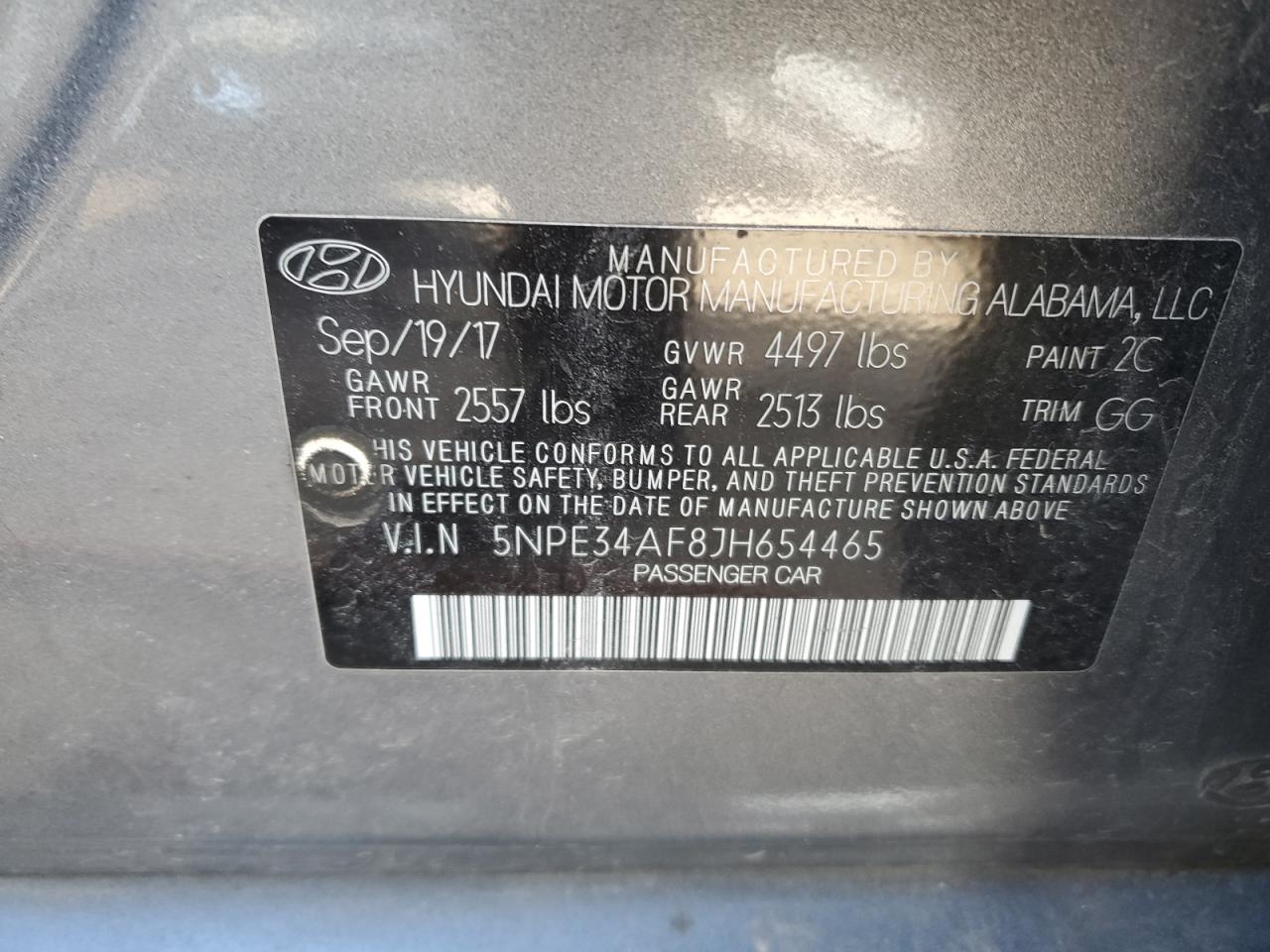 2018 Hyundai Sonata Sport VIN: 5NPE34AF8JH654465 Lot: 44784064