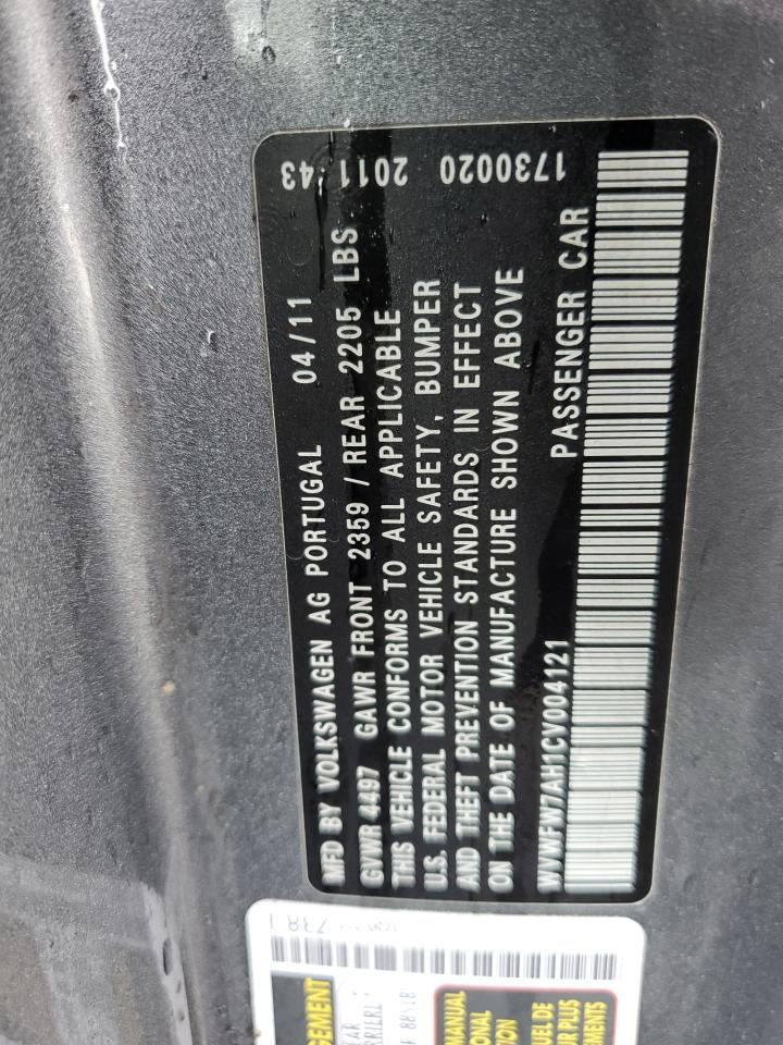 2012 Volkswagen Eos Lux VIN: WVWFW7AH1CV004121 Lot: 44585874