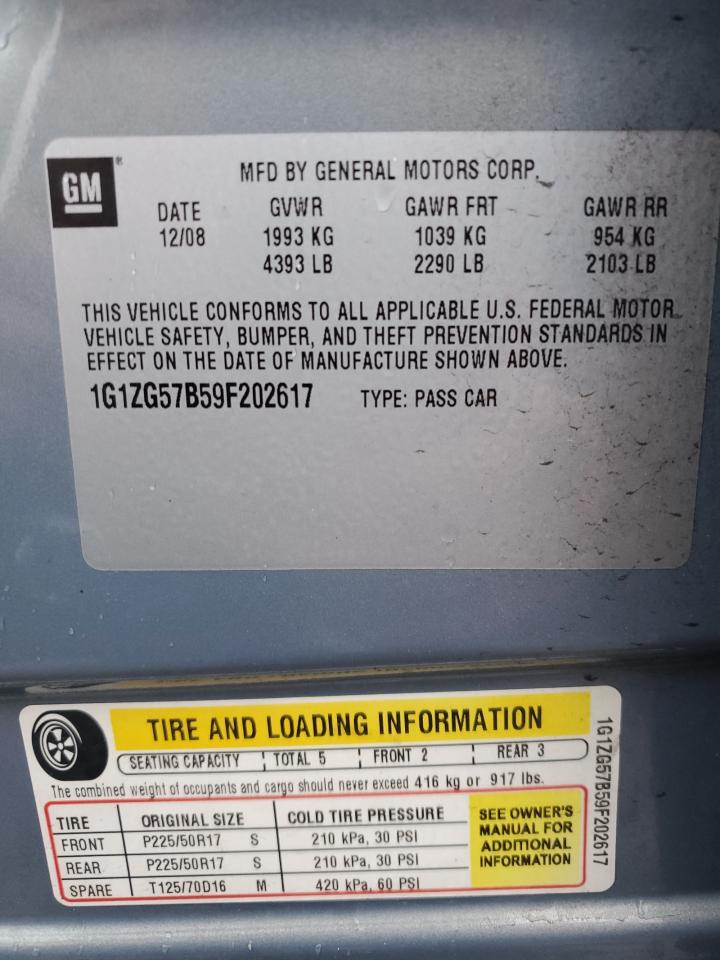 2009 Chevrolet Malibu Ls VIN: 1G1ZG57B59F202617 Lot: 44830934