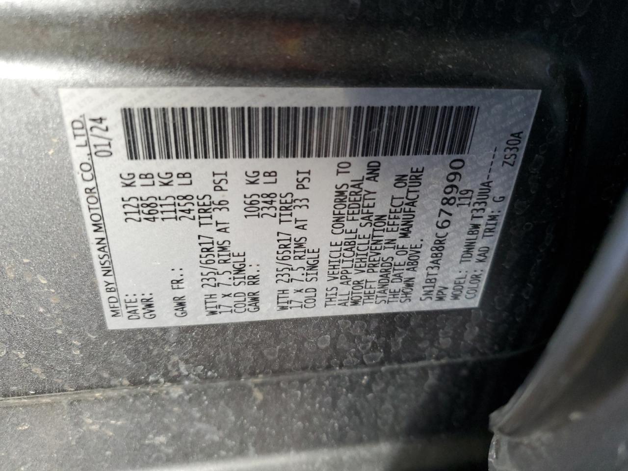 5N1BT3AB8RC678990 NISSAN ROGUE 2024