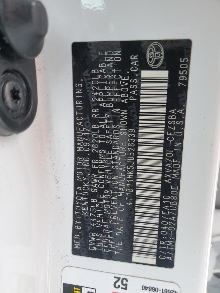4T1B11HK5JU526339 TOYOTA CAMRY 2018