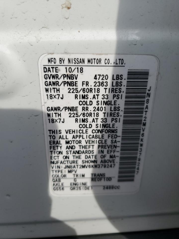 JN8AT2MV6KW379247 NISSAN ROGUE 2019
