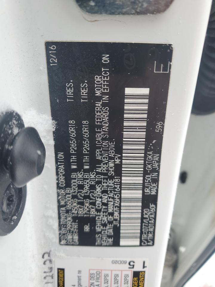 2017 Lexus Gx 460 VIN: JTJBM7FX6H5164181 Lot: 44985875