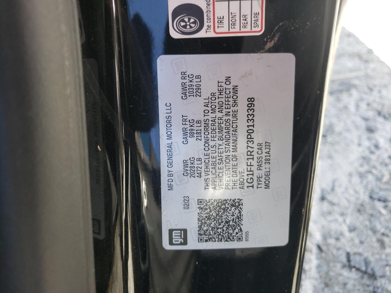 1G1FF1R73P0133398 CHEVROLET CAMARO LT1 2023