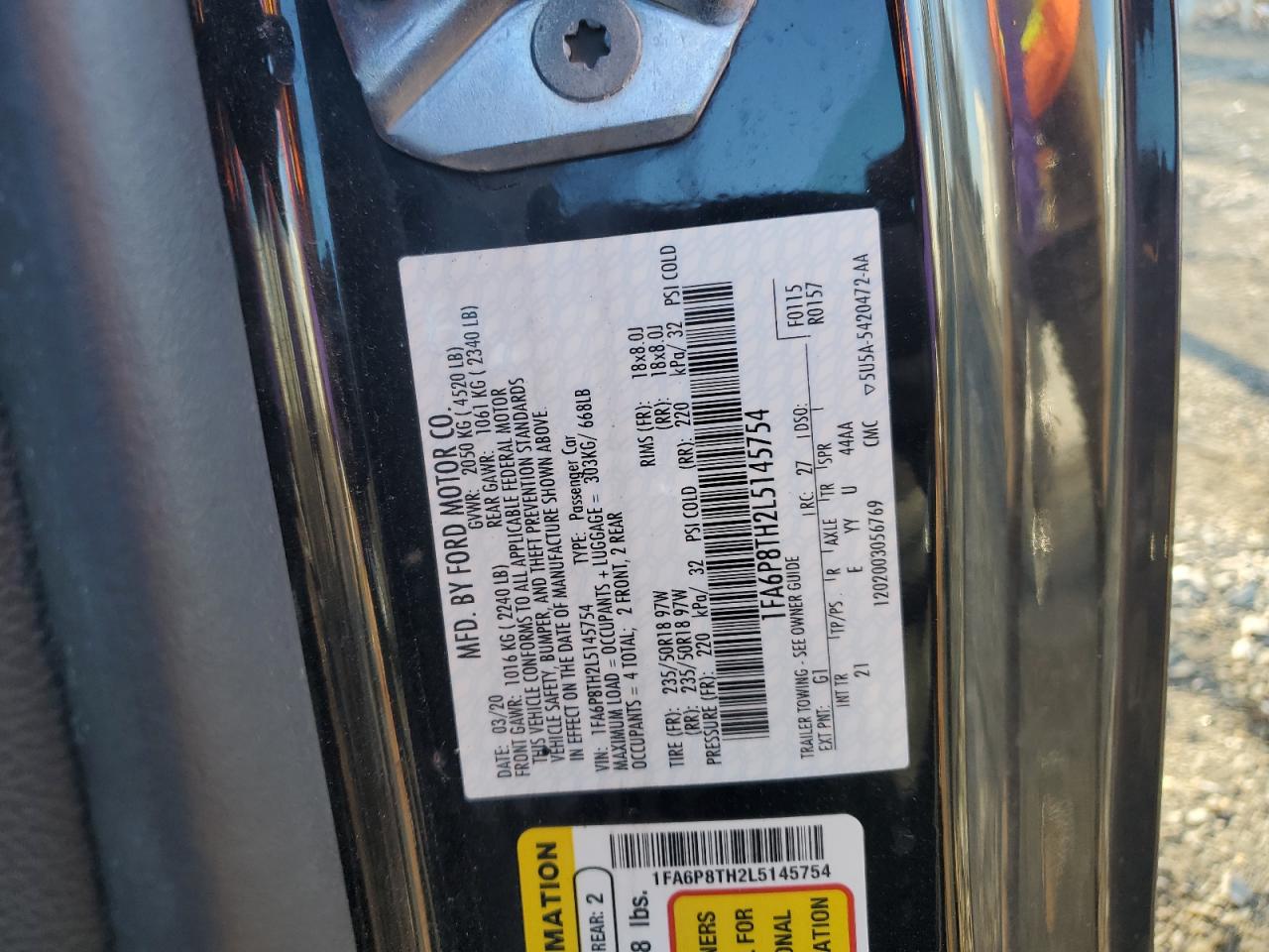 1FA6P8TH2L5145754 FORD ALL Models 2020