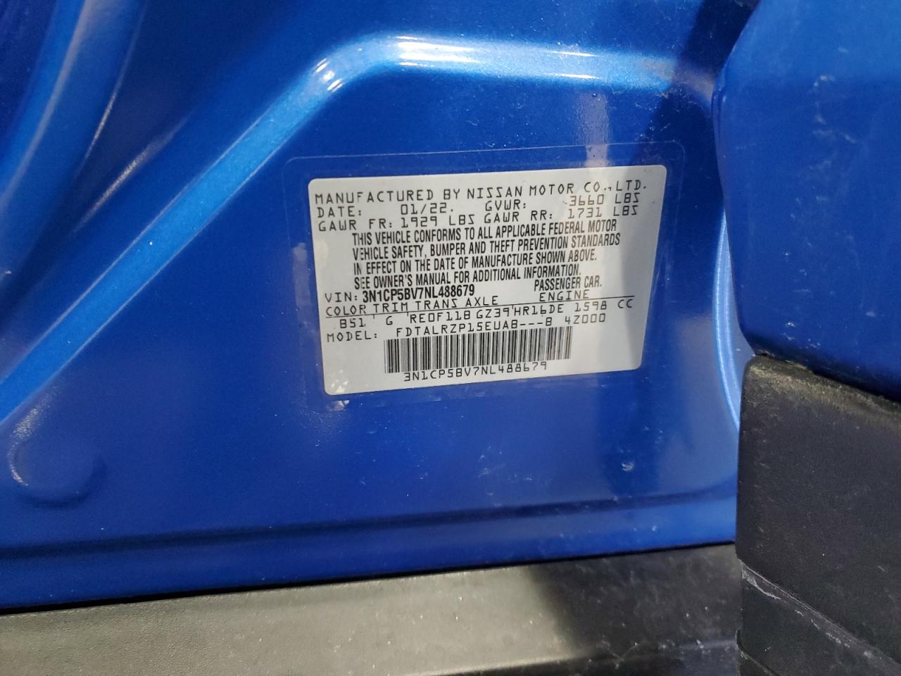 3N1CP5BV7NL488679 NISSAN KICKS 2022