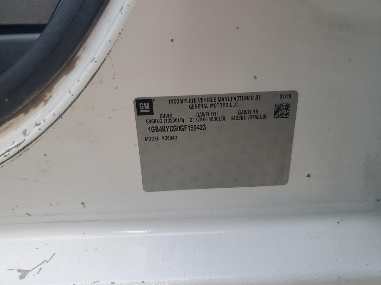1GB4KYCG0GF159423 CHEVROLET ALL Models 2016