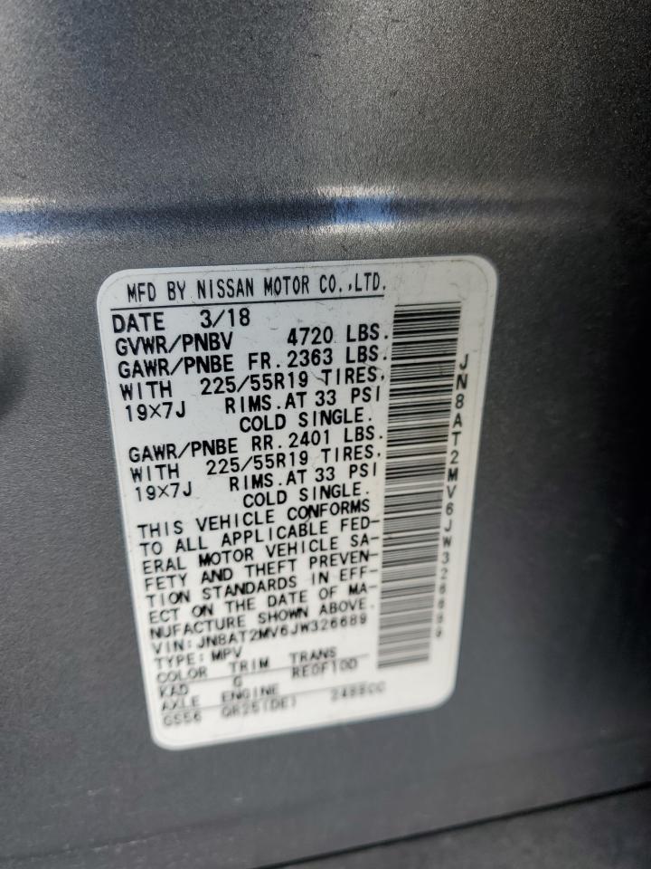 JN8AT2MV6JW326689 NISSAN ROGUE 2018