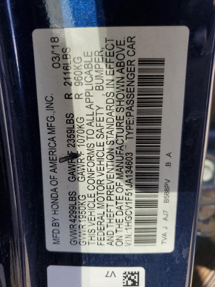 1HGCV1F51JA134603 HONDA ACCORD 2018