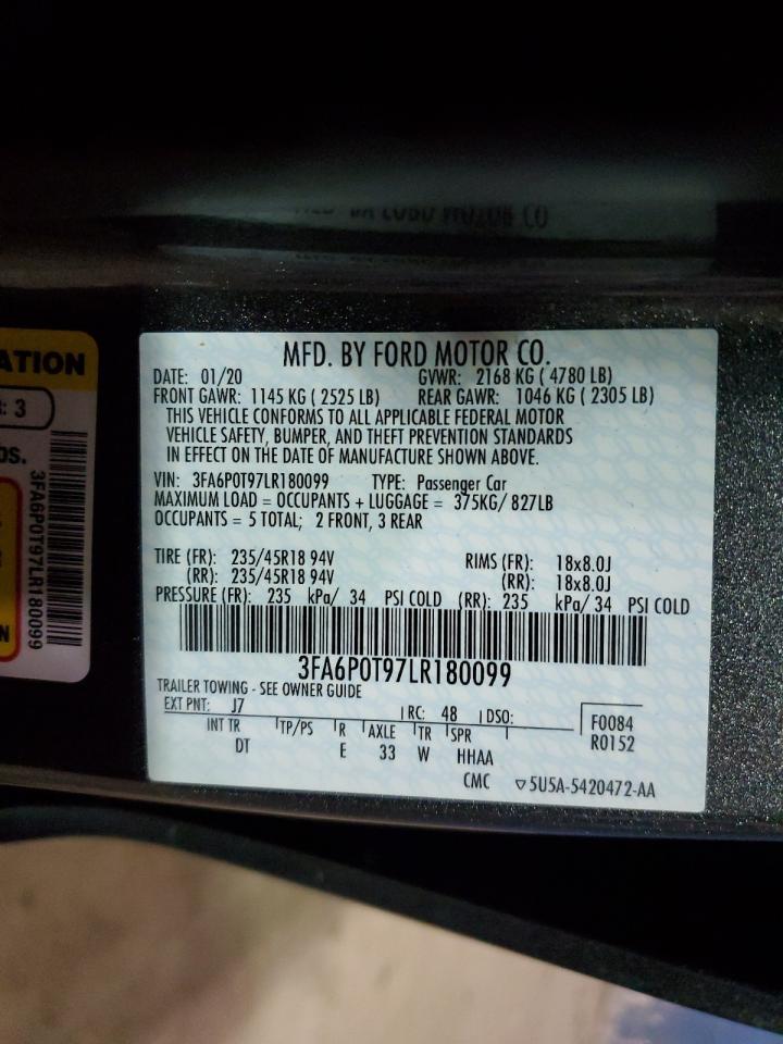 3FA6P0T97LR180099 FORD FUSION 2020