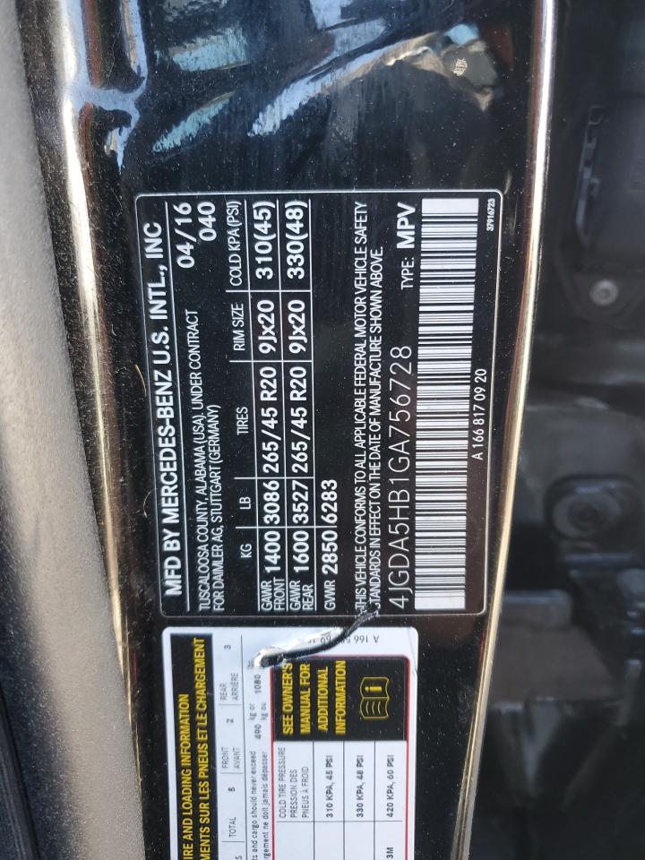 4JGDA5HB1GA756728 MERCEDES-BENZ GLE-CLASS 2016