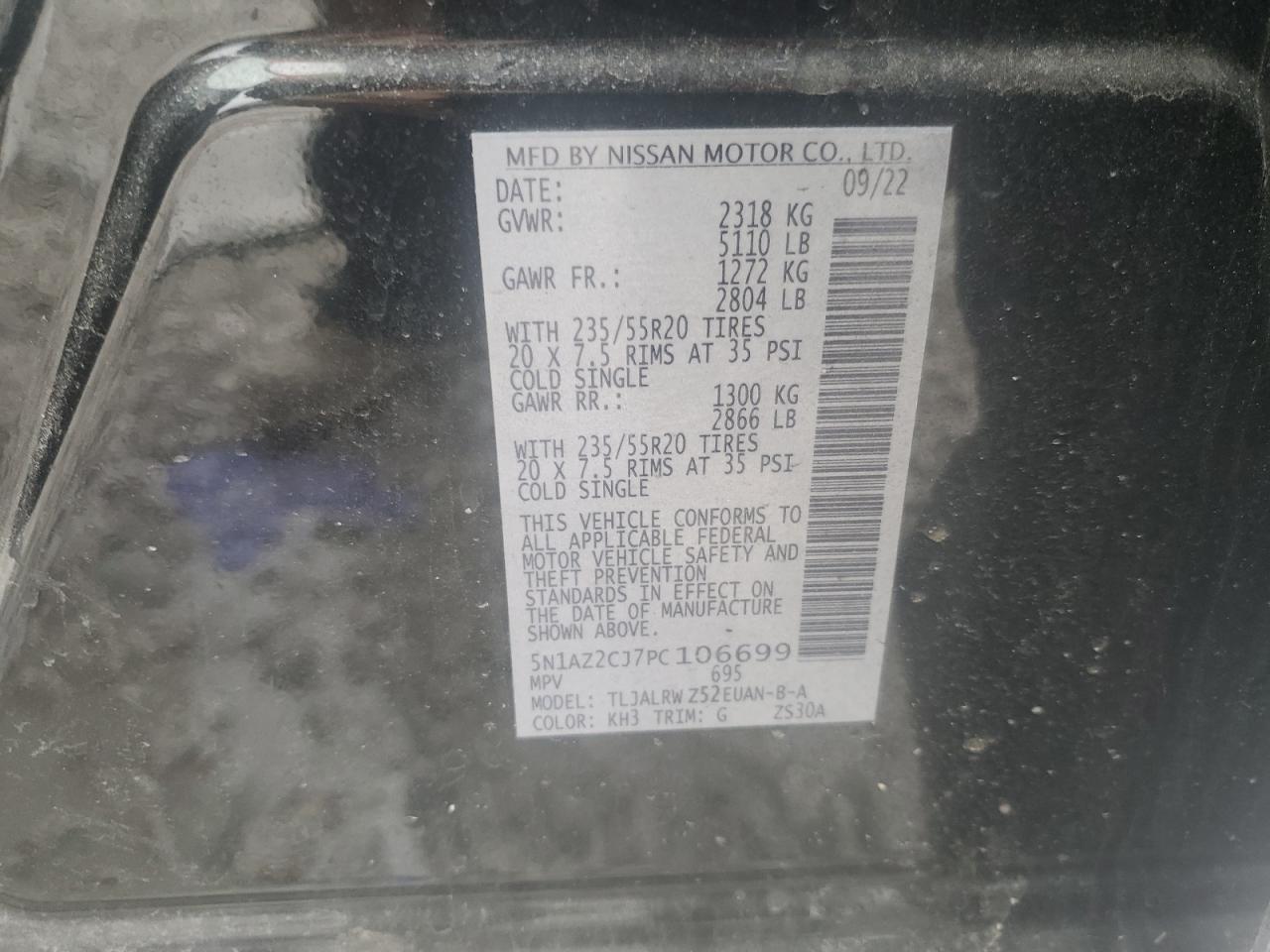 5N1AZ2CJ7PC106699 NISSAN MURANO 2023