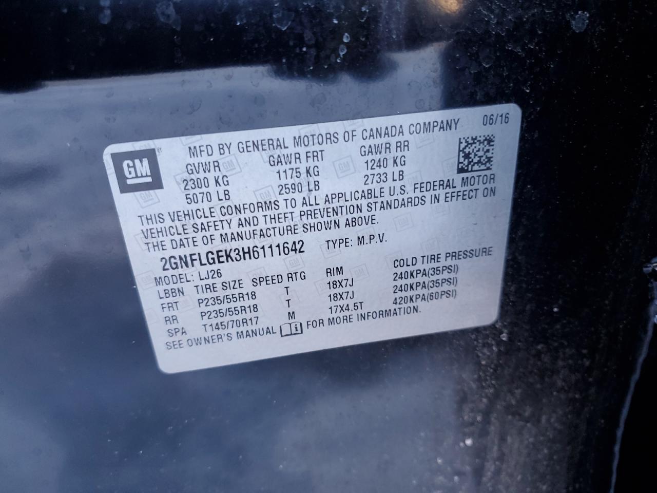 2GNFLGEK3H6111642 CHEVROLET EQUINOX 2017