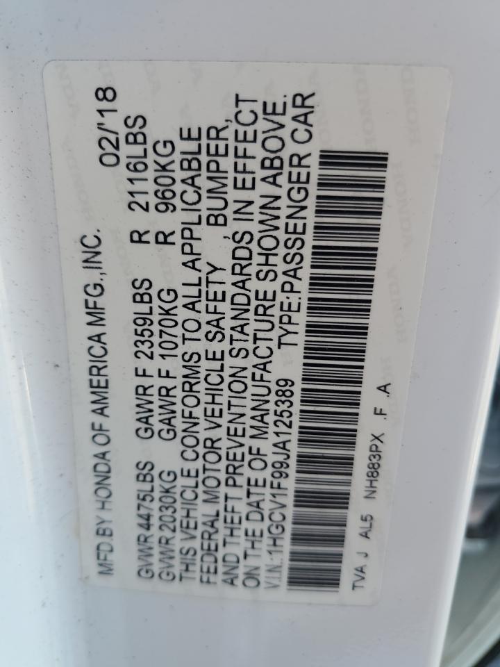 1HGCV1F99JA125389 HONDA ACCORD 2018