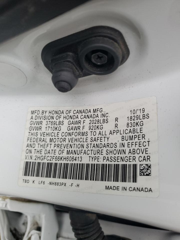2HGFC2F66KH606413 HONDA CIVIC 2019