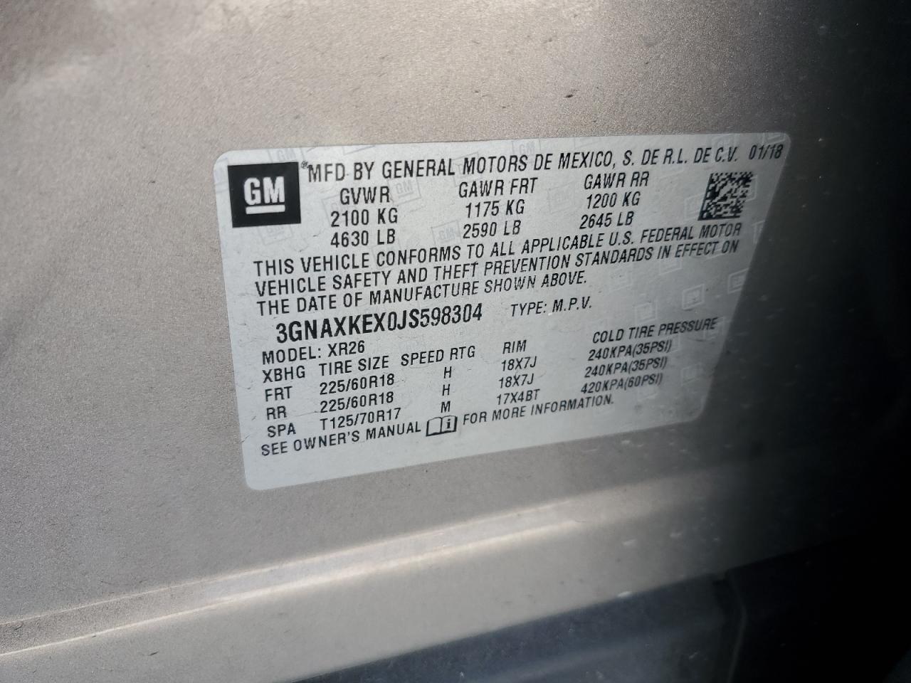 3GNAXKEX0JS598304 CHEVROLET EQUINOX 2018