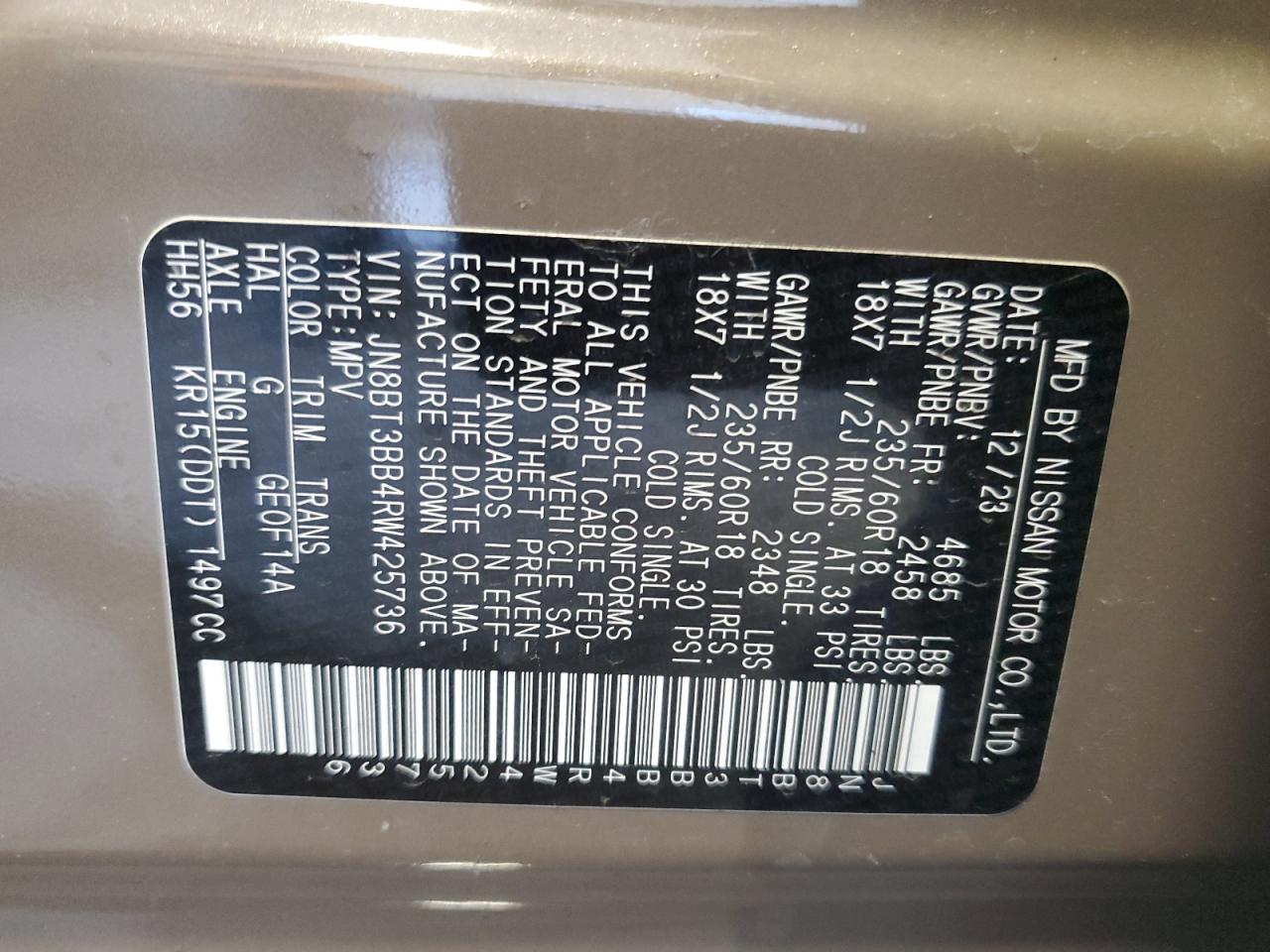 JN8BT3BB4RW425736 NISSAN ROGUE 2024