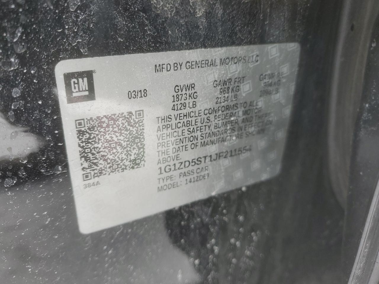 1G1ZD5ST1JF211554 CHEVROLET MALIBU 2018