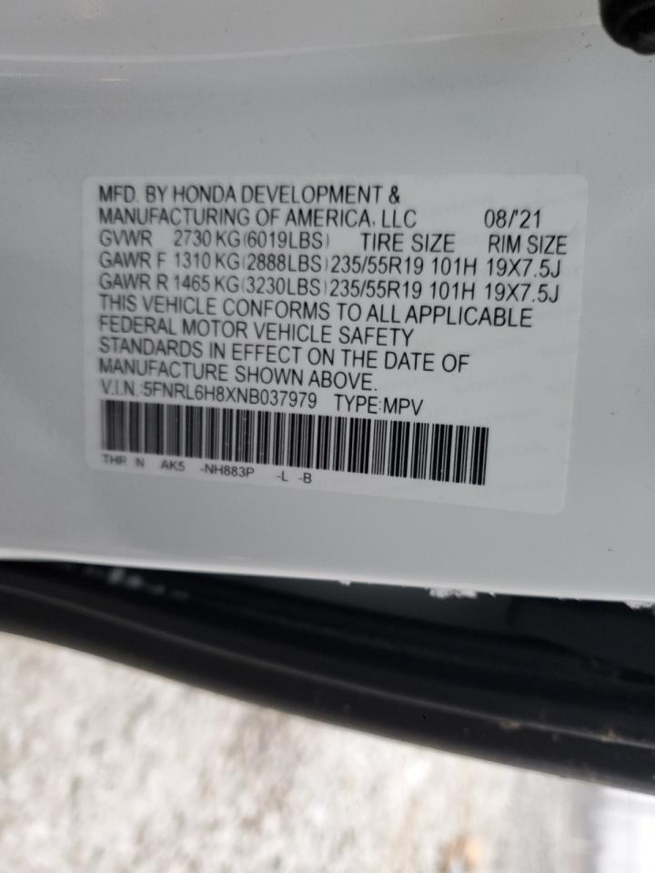 5FNRL6H8XNB037979 HONDA ODYSSEY 2022