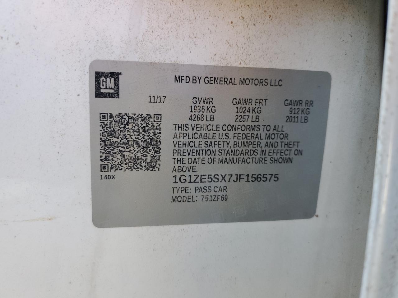 1G1ZE5SX7JF156575 CHEVROLET MALIBU 2018