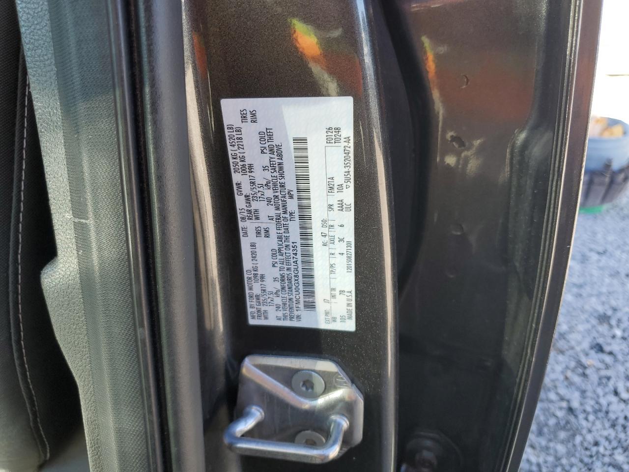 1FMCU0GX8GUA74351 FORD ESCAPE 2016