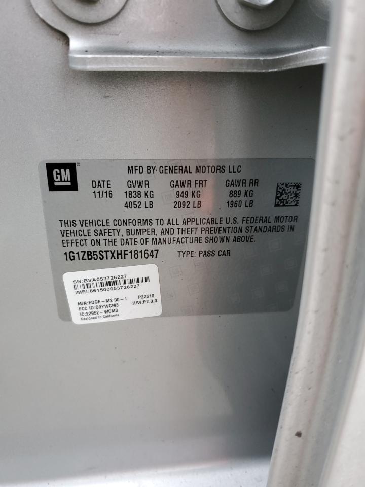 1G1ZB5STXHF181647 CHEVROLET MALIBU 2017
