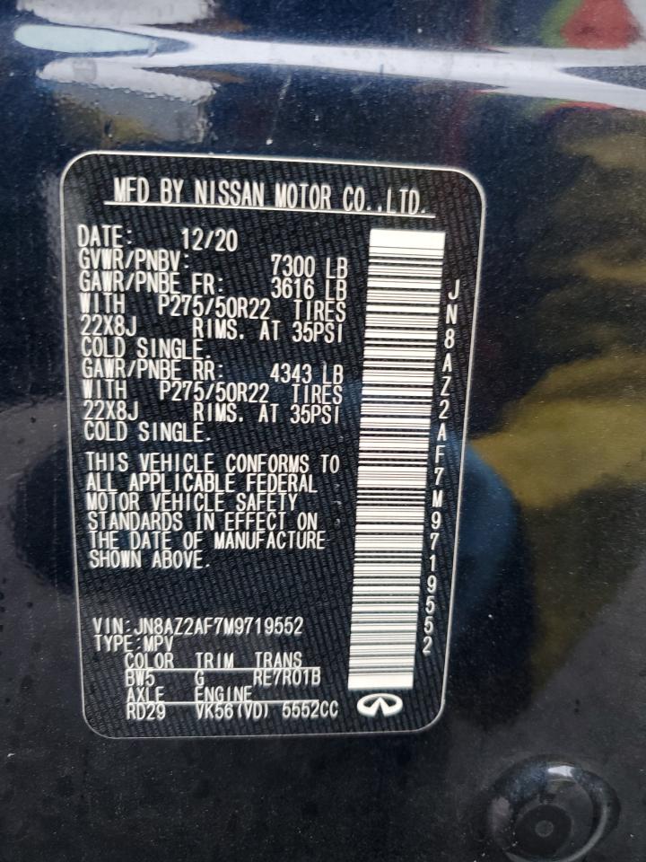 2021 Infiniti Qx80 Luxe VIN: JN8AZ2AF7M9719552 Lot: 45485615