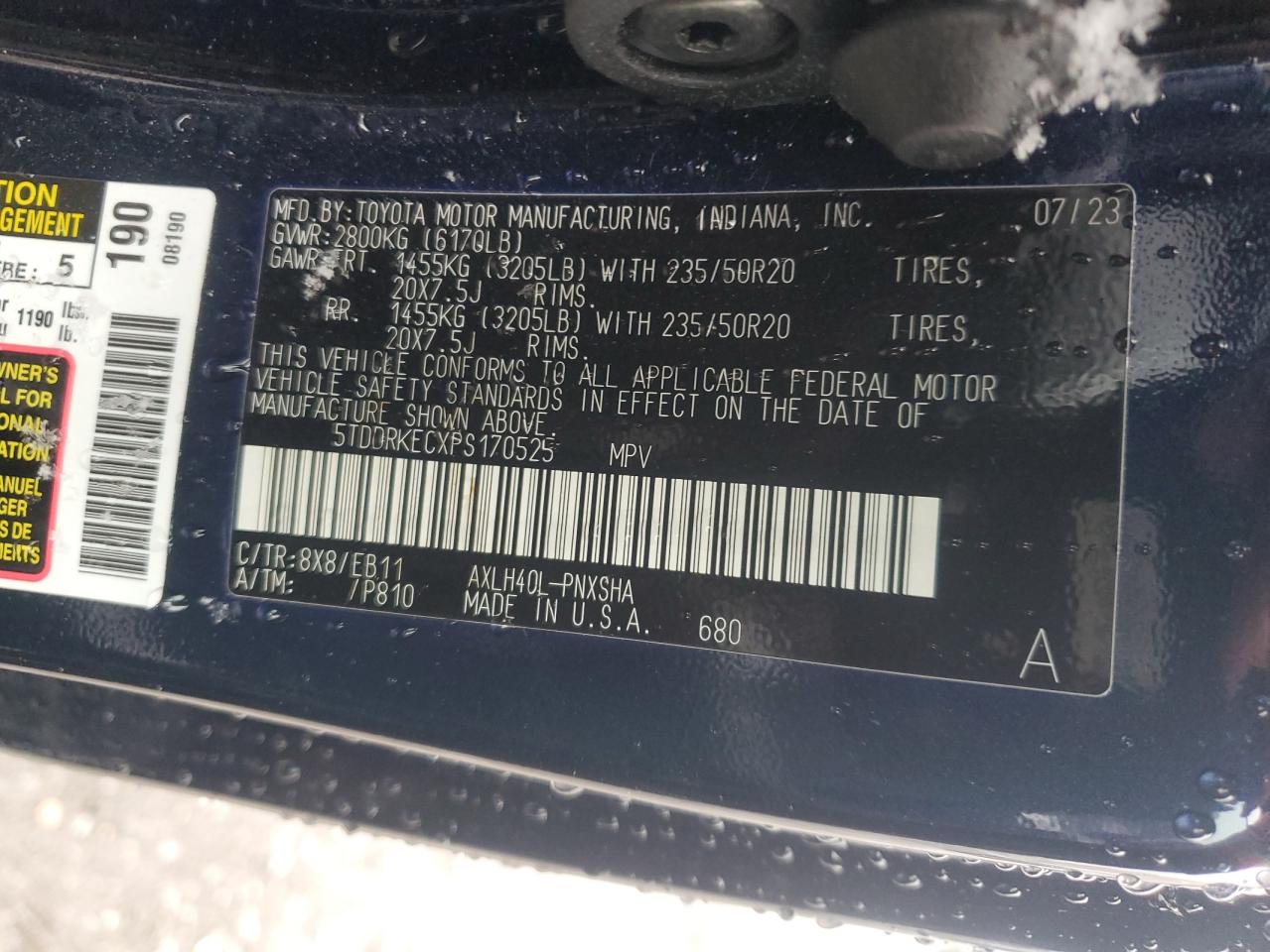 5TDDRKECXPS170525 TOYOTA SIENNA 2023
