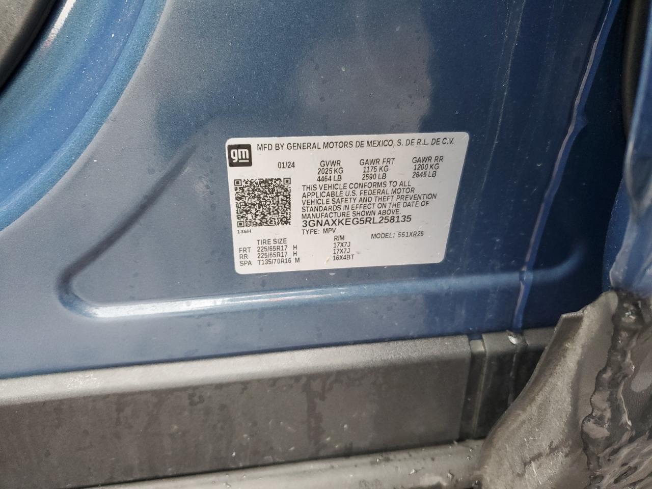 3GNAXKEG5RL258135 CHEVROLET EQUINOX 2024