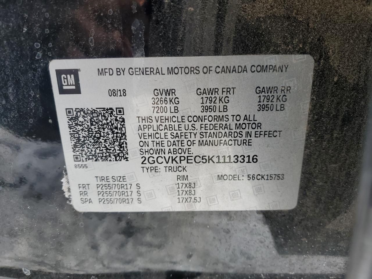 2GCVKPEC5K1113316 CHEVROLET ALL Models 2019