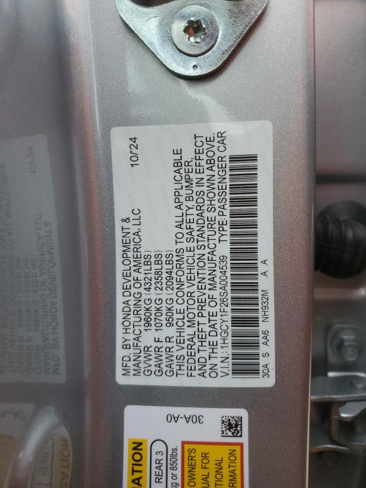 1HGCY1F26SA004539 HONDA ACCORD 2025