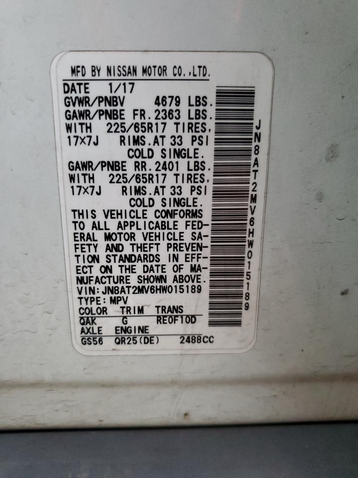 JN8AT2MV6HW015189 NISSAN ROGUE 2017