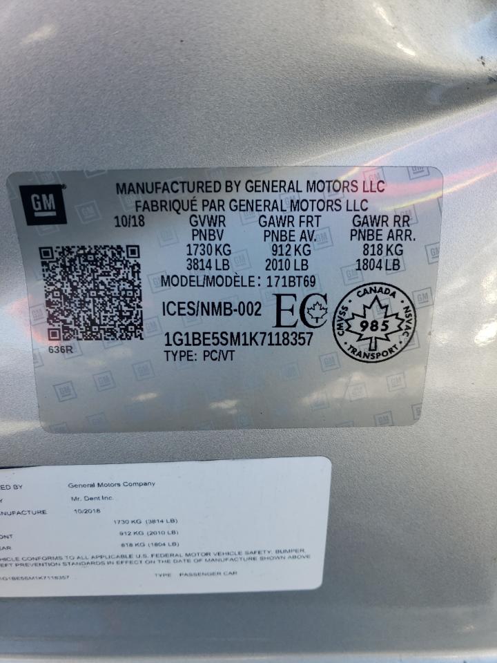 1G1BE5SM1K7118357 CHEVROLET CRUZE 2019