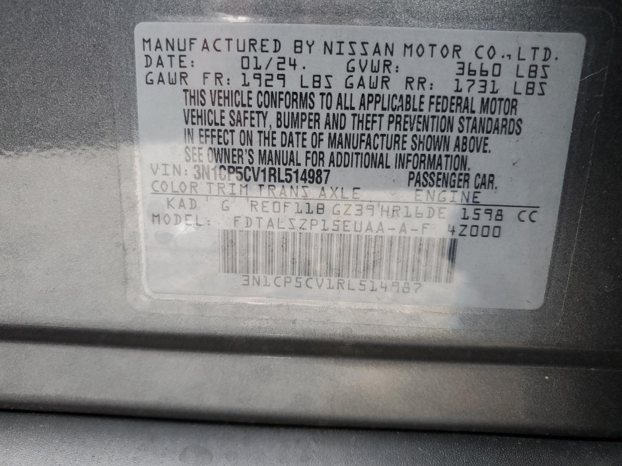 3N1CP5CV1RL514987 NISSAN KICKS 2024