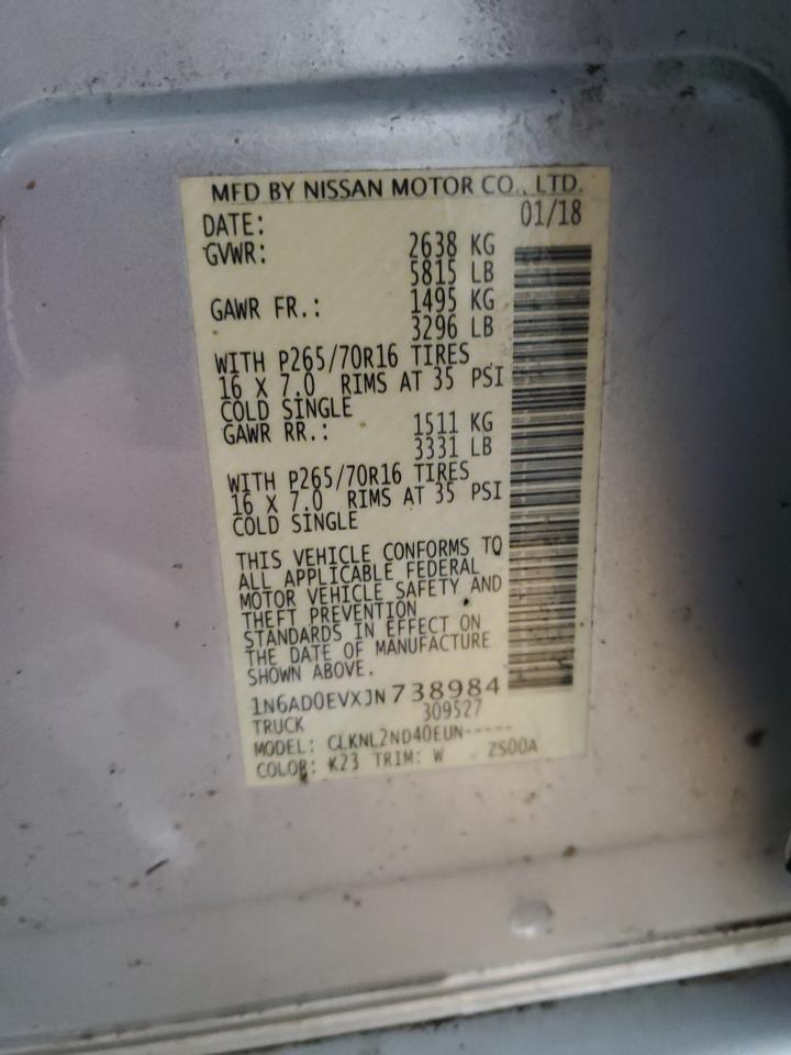 1N6AD0EVXJN738984 NISSAN FRONTIER 2018