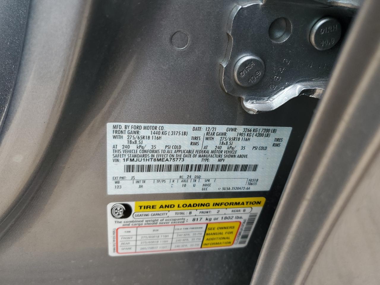 1FMJU1HT8MEA75773 FORD EXPEDITION 2021
