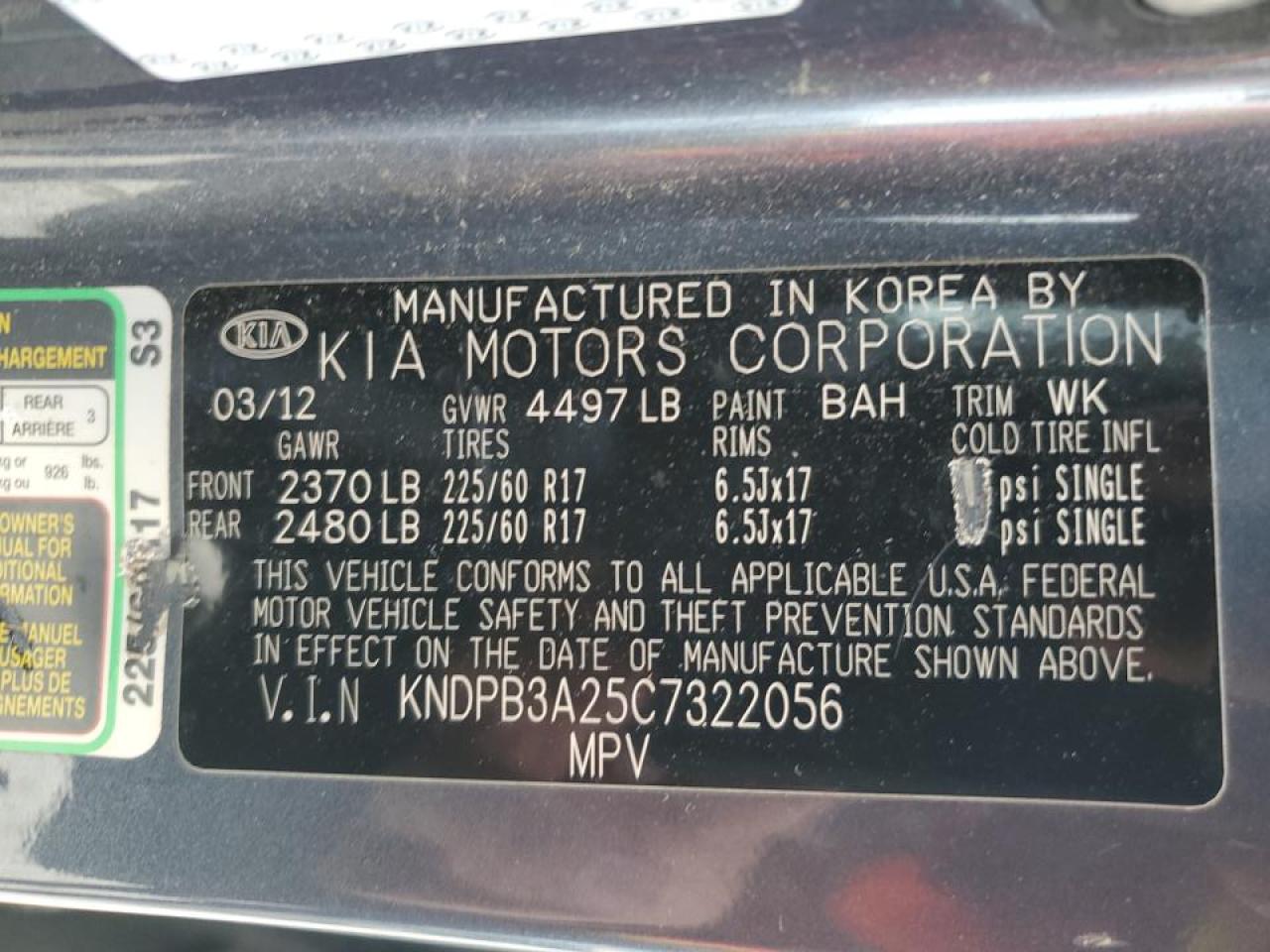 2012 Kia Sportage Base VIN: KNDPB3A25C7322056 Lot: 85863954