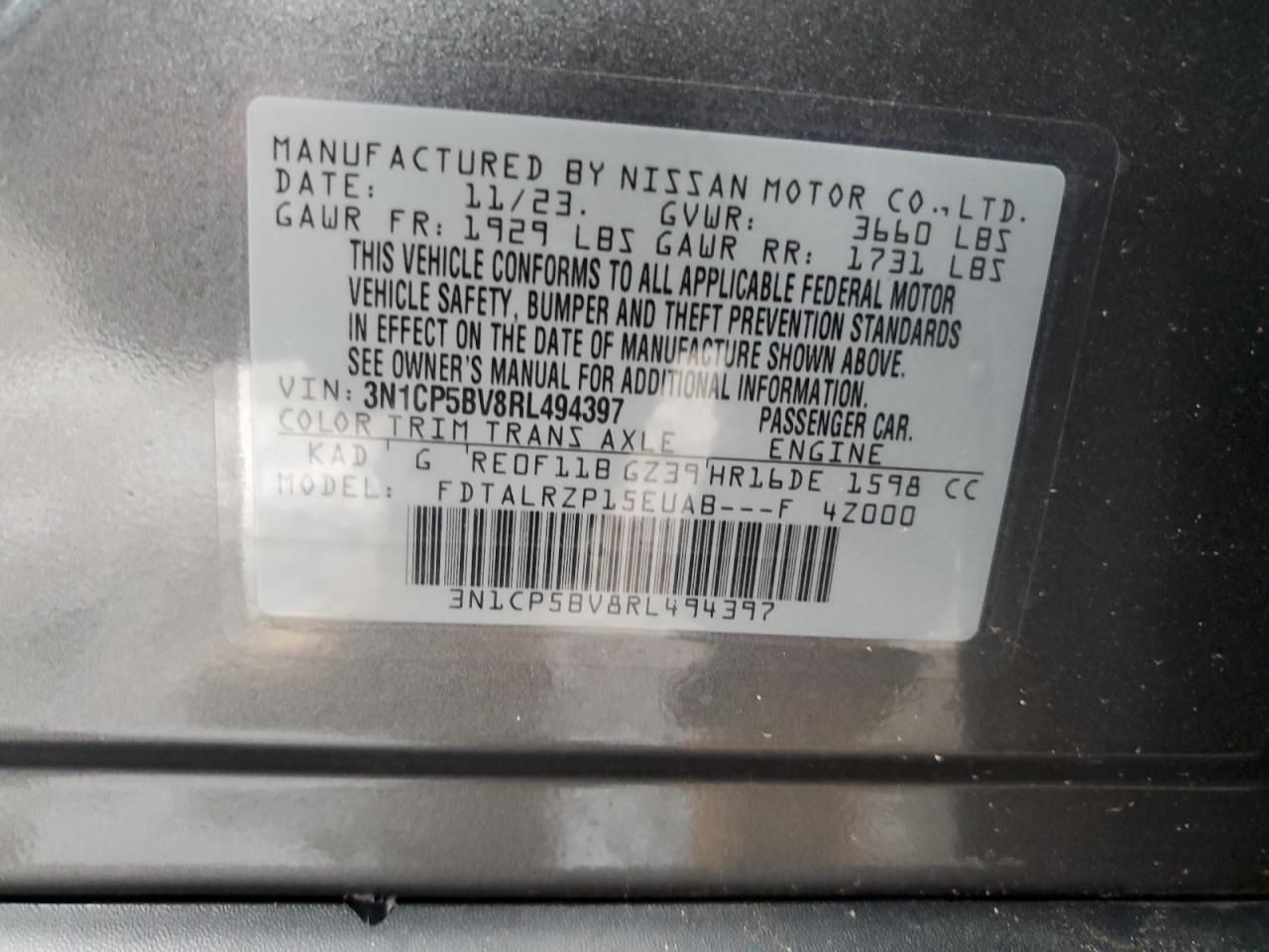 3N1CP5BV8RL494397 NISSAN KICKS 2024