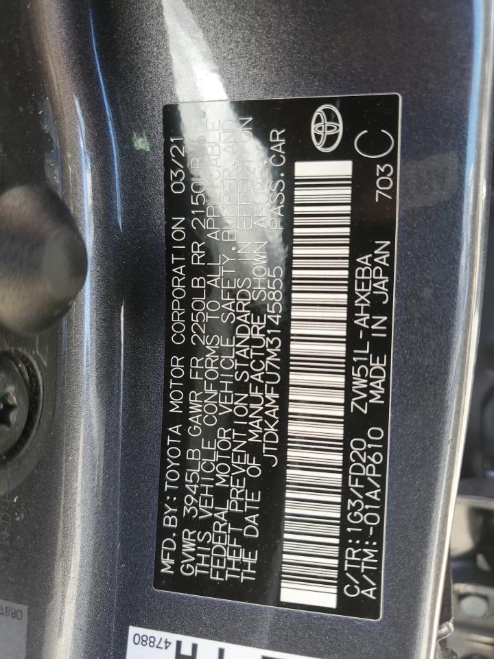 JTDKAMFU7M3145855 TOYOTA PRIUS 2021