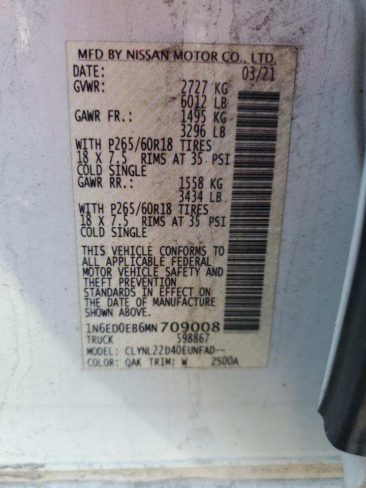 1N6ED0EB6MN709008 NISSAN FRONTIER 2021
