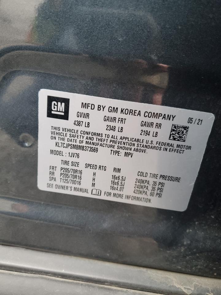 KL7CJPSM8MB373569 CHEVROLET TRAX 2021