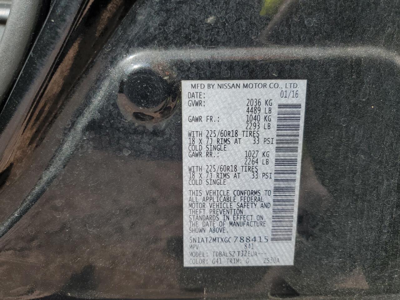 5N1AT2MTXGC788415 NISSAN ROGUE 2016
