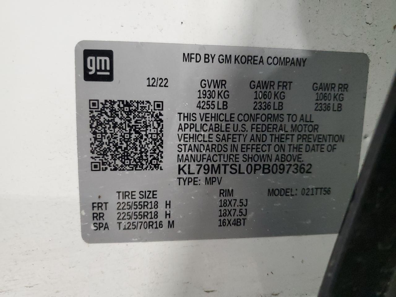 KL79MTSL0PB097362 CHEVROLET TRAILBLZR 2023